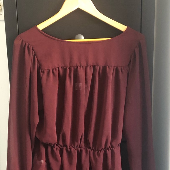 Burgundy Blouse with adjustable waist - Picture 3 of 3
